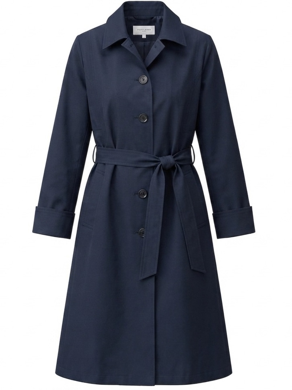 Aquascutum of London Navy Long Trench  Button Down Coat Women Rainwear 65 inch